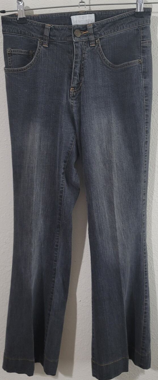 Soft Surroundings Black Stone Washed Denim Jeans 4 Boot Cut Stretch Zipper
